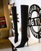 Wind in winter fashion, simple boots, ultra -high -heeled velvet pointed feet, thin knee boots