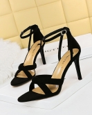 Summer sexy nightclub shows thin heels women's shoes ultra -high heel velvet, open -toed, sandals with sandals