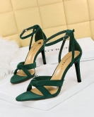 Summer sexy nightclub shows thin heels women's shoes ultra -high heel velvet, open -toed, sandals with sandals