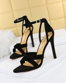 Summer sexy nightclub shows thin heels women's shoes ultra -high heel velvet, open -toed, sandals with sandals