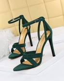 Summer sexy nightclub shows thin heels women's shoes ultra -high heel velvet, open -toed, sandals with sandals