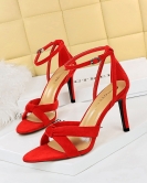 Summer sexy nightclub shows thin heels women's shoes ultra -high heel velvet, open -toed, sandals with sandals