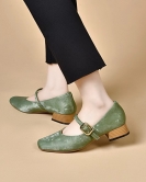 Low -heeled Mary Zhen shoes women's spring with light mouth single shoes simple new Chinese national wind shoes