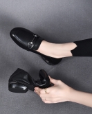 Flat -bottom single shoe women's shoes spring season head layer cowhide round head low heels, low heels, wearing casual shoes