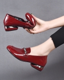 Casual shoes autumn fashion round head flat cow leather metal buckle two women's single shoes