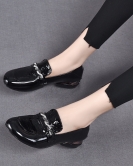 Casual shoes autumn fashion round head flat cow leather metal buckle two women's single shoes