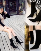 Fashionable and simple foot repair women's boots fine heel high -heeled velvet spike sexy nightclubs thin short boots