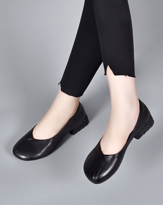 Shoes Female Qiu Yuan Bao Light Platform Shoes Single Shoes soft soles Soft -faced grandma shoes leather lazy shoes