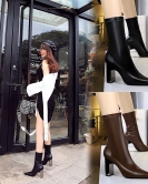 Fashionable thin boots metal thick heel pointed pointed sexy nightclub show thin winter boots