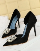 Wind high heels Women's shoes, fine heels, super heels, high heels, high heel hollow square rhinestone single shoes