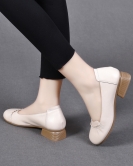 Round head flat single shoes women's shoes spring and summer header cowhide lotus leaf lightweight shoes female lazy shoes