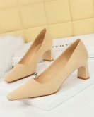 Fashion, simple, comfortable, thick heel high -heeled velvet -on -surface square -headed square women's shoes single shoes