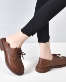 Casual shoes spring British wind lace -up -heeled upper layer cowhide, one shoe, two leather shoes