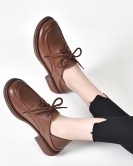 Casual shoes spring British wind lace -up -heeled upper layer cowhide, one shoe, two leather shoes