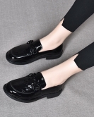 Round -headed leather shoes autumn comfort British style crushing flower cow, flat leather flat soy bean shoes female small single shoes