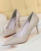 Fashionable Simple Women's Shoes Short high -heeled shoes Squad Ultra -heel shallow pointed sexy single shoes