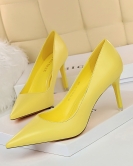 Fashionable Simple Women's Shoes Short high -heeled shoes Squad Ultra -heel shallow pointed sexy single shoes