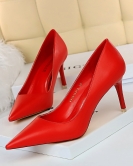 Fashionable Simple Women's Shoes Short high -heeled shoes Squad Ultra -heel shallow pointed sexy single shoes