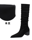 Retro Wind Knight Boots Winter Fashion Women's Boots Rough Head Poopline Wiring High Boots