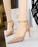 Fashion Sequenant Women's Shoes High Heels Fine Heel Skill Hollow Hollow Sky -Brew Landau Female