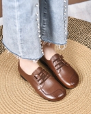 Single shoes spring soft bottom soft face retro flat bottom layer cowhide shoes round head women's shoes bean shoes