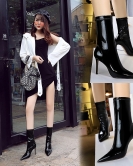 Fashion sexy nightclub is thin and bright patent leather elasticity, thin pointed short boots in winter thin boots