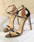 Fashion sexy nightclub shows thin summer high -heeled shoe fine heel hollowed out cross -out with sandals