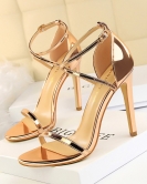 Fashion sexy nightclub shows thin summer high -heeled shoe fine heel hollowed out cross -out with sandals