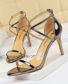 Fashion sexy nightclub shows thin summer high -heeled shoe fine heel hollowed out cross -out with sandals