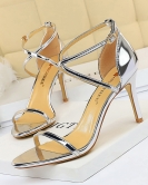 Fashion sexy nightclub shows thin summer high -heeled shoe fine heel hollowed out cross -out with sandals