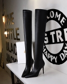 Fashionable, simple and fine heel pointed winter sexy nightclub show thin and knee boots