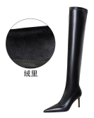 Fashionable, simple and fine heel pointed winter sexy nightclub show thin and knee boots