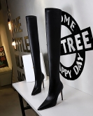 Fashionable, simple and fine heel pointed winter sexy nightclub show thin and knee boots