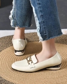 Small leather shoes female spring season, Yinglunfeng leisure flat, single toe layer cowhide leather light mouth flat flat shoes