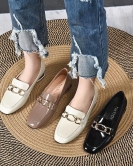 Small leather shoes female spring season, Yinglunfeng leisure flat, single toe layer cowhide leather light mouth flat flat shoes