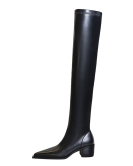 Fashion, simple thick heel high -heeled pointed sexy night shop trimming skinny legs over -the -knee boots long boots