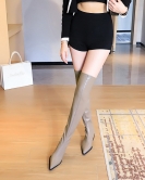 Fashion, simple thick heel high -heeled pointed sexy night shop trimming skinny legs over -the -knee boots long boots