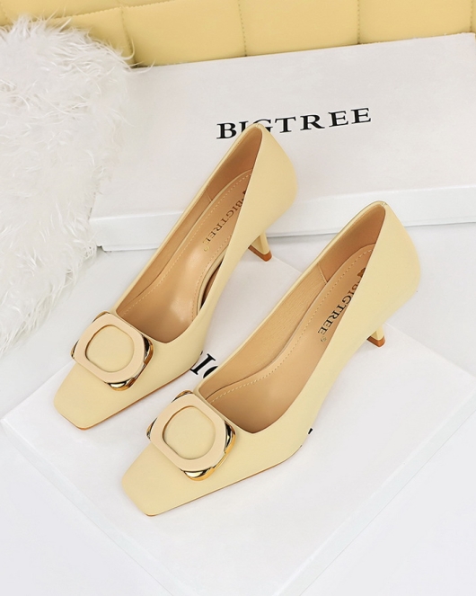 Spring and Autumn Banquet Women's Shoes High Heel Light Fang Fang Metal Dested Women's Shoes Single Shoes Single High Heels