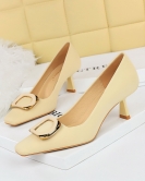 Spring and Autumn Banquet Women's Shoes High Heel Light Fang Fang Metal Dested Women's Shoes Single Shoes Single High Heels