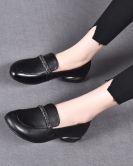 Leisure flat rhinestone shoes autumn doll in the toe -toe layer of cowhide one shoe two wears lazy shoes