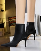 Formally fashionable banquet Winter short -tube women's boots thin heel heel tipper side zipper short boots