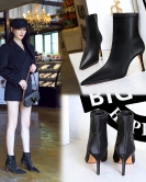 Formally fashionable banquet Winter short -tube women's boots thin heel heel tipper side zipper short boots