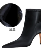 Formally fashionable banquet Winter short -tube women's boots thin heel heel tipper side zipper short boots