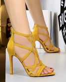 Style fine heel super high -heeled velvet hollow sexy nightclub sandals summer high heels