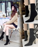 Wind short tube women's boots metal heel heel high heel sexy nightclub show thin pointed wool short boots