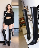 Fashion and sexy nightclub is thin, simple long boots, fine heel high heels, high -heeled tips, legs over the knee long