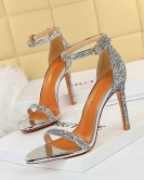 Fashion sexy nightclub Summer high heels fine heel shining sequins with sandals with sandals