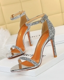 Fashion sexy nightclub Summer high heels fine heel shining sequins with sandals with sandals