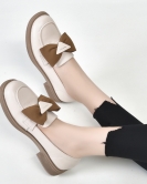 Round -headed shoes Spring bow flat bottom small leather shoes, kicking head layer cowhide single shoes