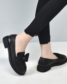 Round -headed shoes Spring bow flat bottom small leather shoes, kicking head layer cowhide single shoes